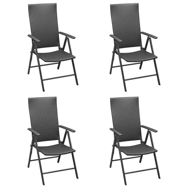 vidaXL Gartenstühle 4 Stk Poly Rattan Schwarz 313105