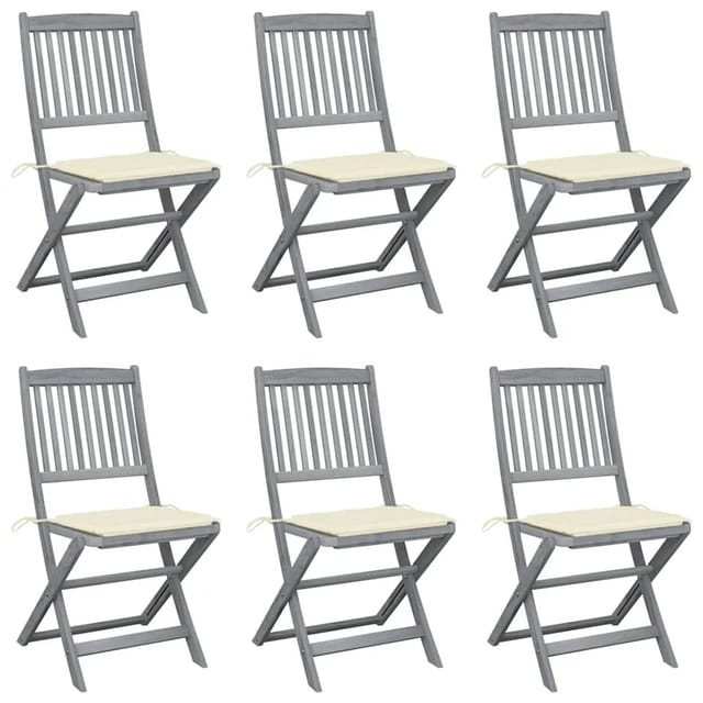 vidaXL Klappbare Gartenstühle 6 Stk mit Sitzkissen Massivholz Akazie 3065436