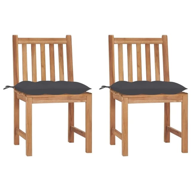 vidaXL Gartenstühle 2 Stk mit Kissen Massivholz Teak 3062931