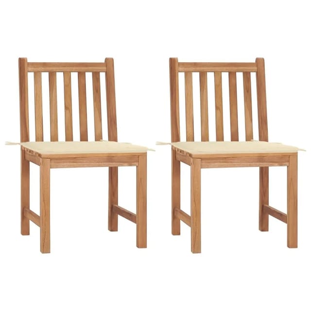 vidaXL Gartenstühle 2 Stk mit Kissen Massivholz Teak 3062918