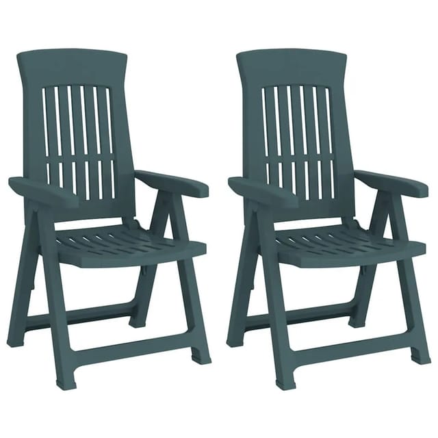 vidaXL Gartenstühle 2 Stk Verstellbar Grün PP 364711