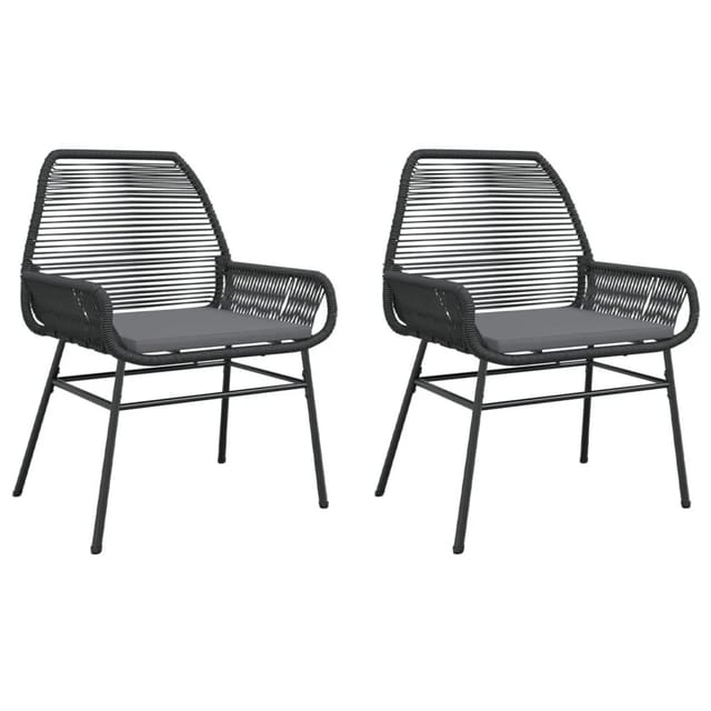 vidaXL Gartenstühle 2 Stk mit Kissen Schwarz Poly Rattan 369095