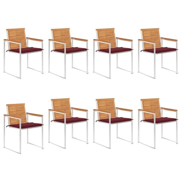 vidaXL Gartenstühle 8 Stk mit Kissen Massivholz Akazie 3078533
