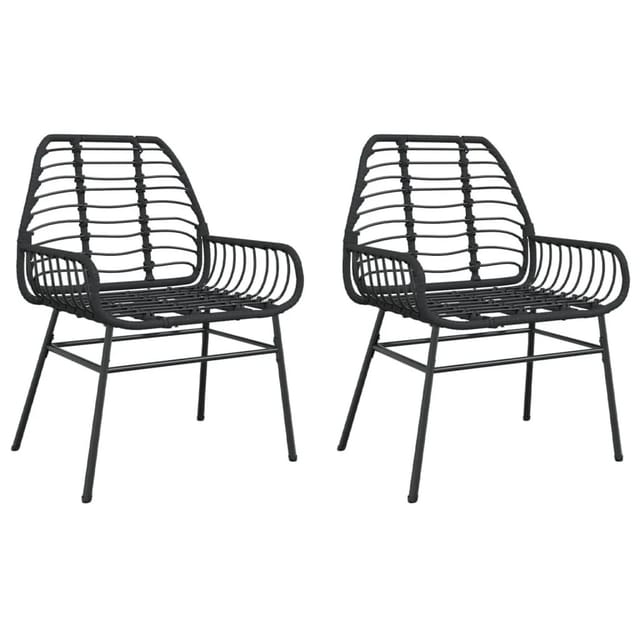 vidaXL Gartenstühle 2 Stk Schwarz Poly Rattan 369091