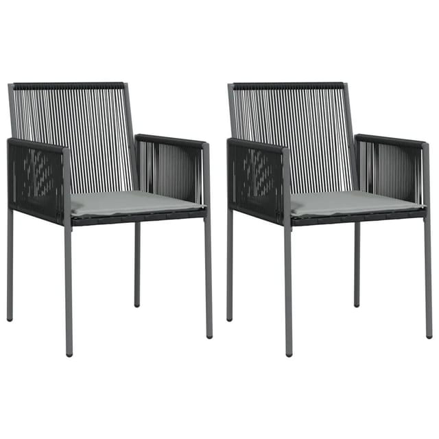 vidaXL Gartenstühle mit Kissen 2 Stk Schwarz 54x60,5x83,5 cm 364102