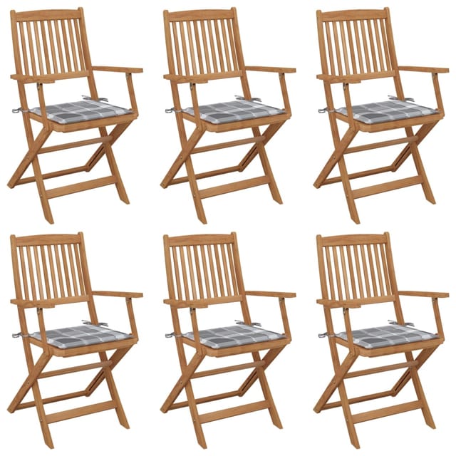 vidaXL Klappbare Gartenstühle 6 Stk mit Kissen Massivholz Akazie 3065475