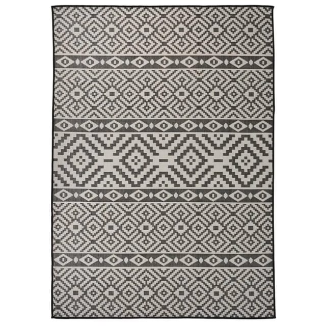 vidaXL Outdoor-Teppich Flachgewebe 120x170 cm Schwarz Gestreift 340851