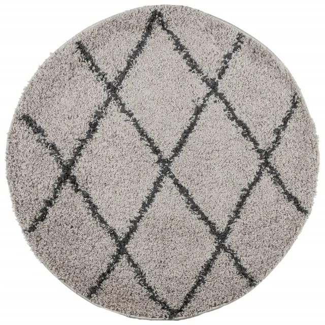 vidaXL Shaggy-Teppich PAMPLONA Hochflor Modern Beige Anthrazit Ø 100cm 375398