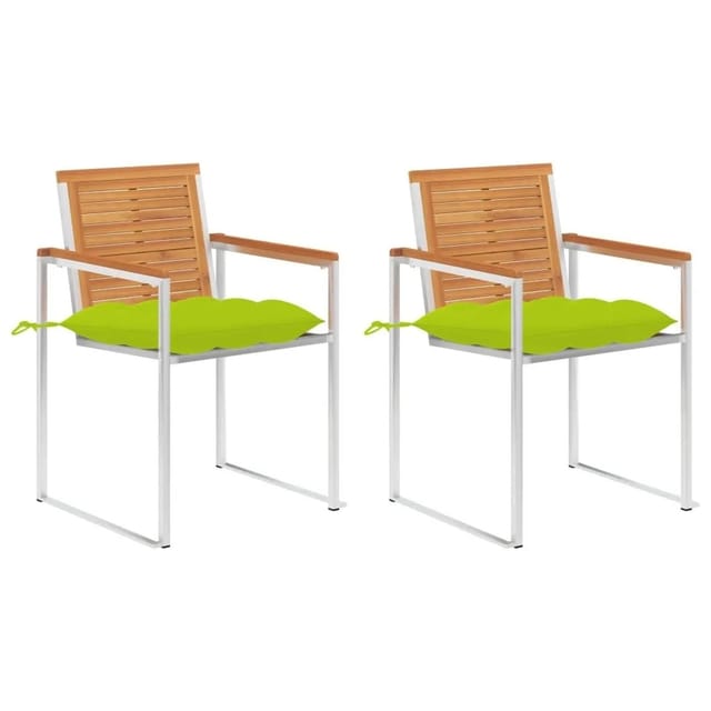 vidaXL Gartenstühle mit Kissen 2 Stk Massivholz Akazie und Stahl 3061514