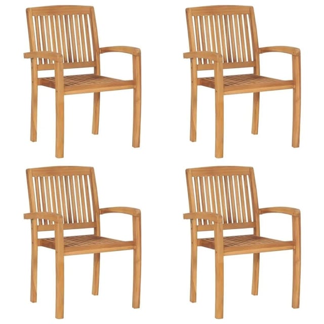 vidaXL Stapelbare Gartenstühle 4 Stk Massivholz Teak 3073207