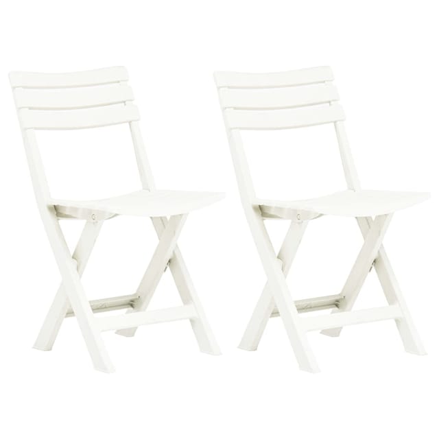 vidaXL Klappbare Gartenstühle 2 Stk Kunststoff Weiß 48786