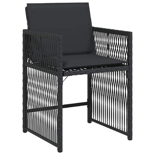 vidaXL Gartenstühle mit Kissen 4 Stk Schwarz Poly Rattan 365035
