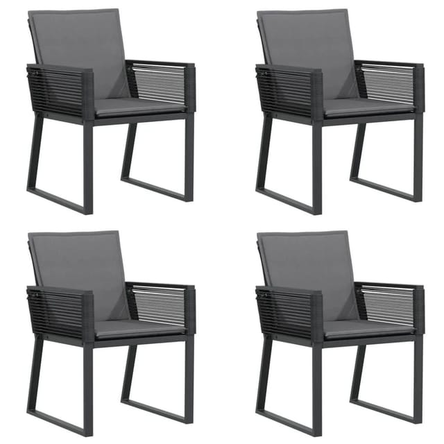 vidaXL Gartenstühle mit Kissen 4 Stk Schwarz Poly Rattan 4008116
