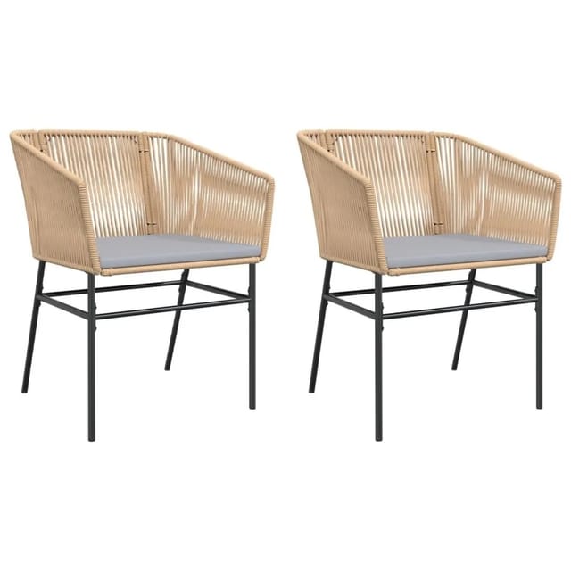 vidaXL Gartenstühle 2 Stk mit Kissen Braun Poly Rattan 369103