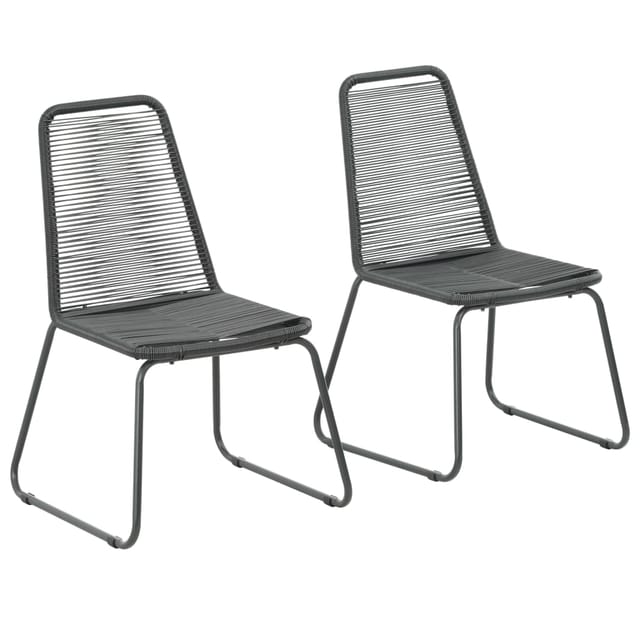 vidaXL Gartenstühle 2 Stk Poly Rattan Schwarz 44442