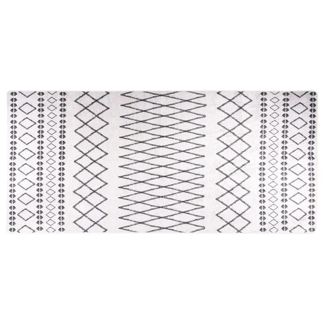 vidaXL Teppich Waschbar 80x300 cm Schwarz und Weiß Rutschfest 337971