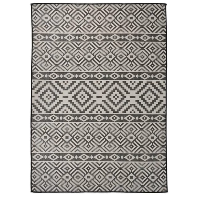vidaXL Outdoor-Teppich Flachgewebe 200x280 cm Schwarz Gestreift 340854