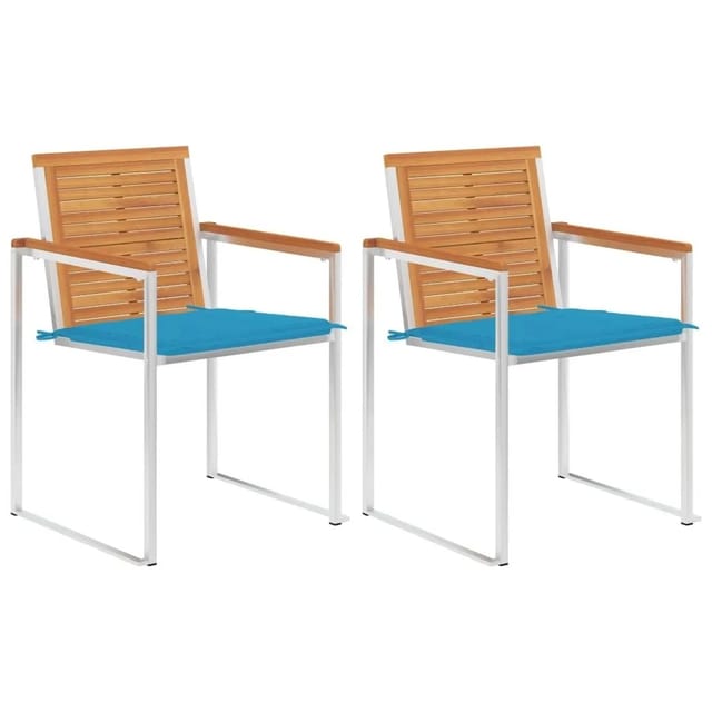 vidaXL Gartenstühle mit Kissen 2 Stk Massivholz Akazie und Stahl 3061492