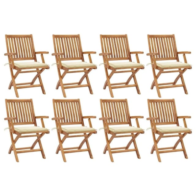 vidaXL Klappbare Gartenstühle mit Kissen 8 Stk Massivholz Teak 3072779