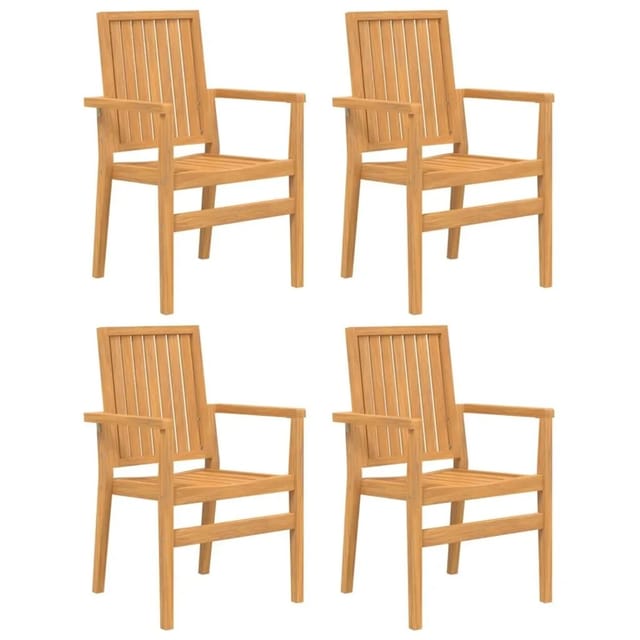 vidaXL Gartenstühle 4 Stk Stapelbar 56,5x57,5x91 cm Massivholz Teak 3157901