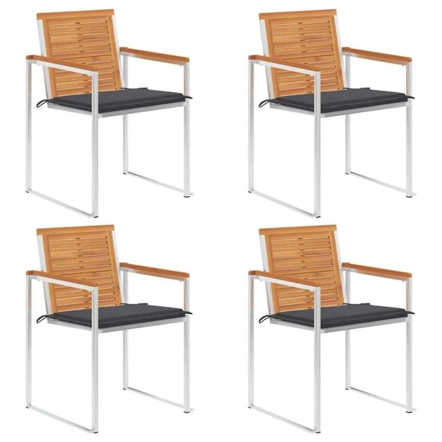 vidaXL Gartenstühle 4 Stk mit Kissen Massivholz Akazie 3078470