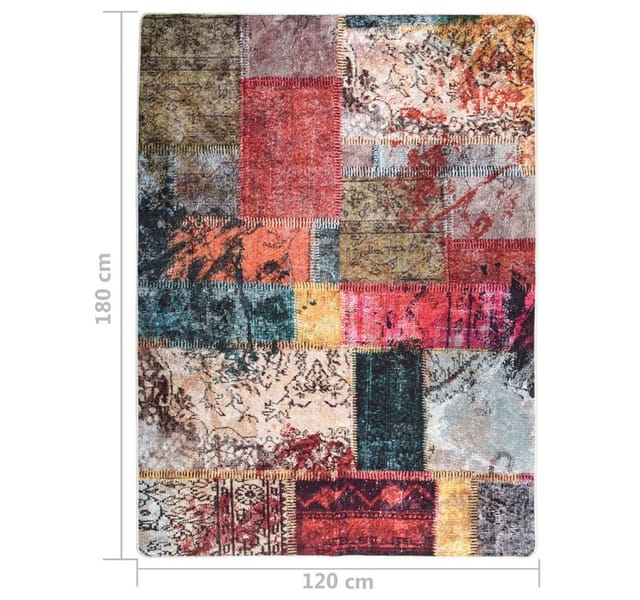vidaXL Teppich Waschbar Patchwork Mehrfarbig 120x180 cm Rutschfest 337966