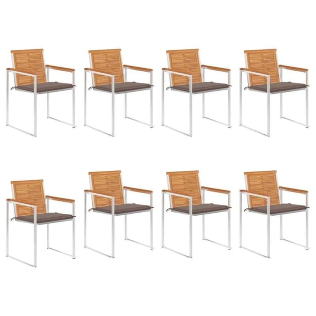 vidaXL Gartenstühle 8 Stk mit Kissen Massivholz Akazie 3078532