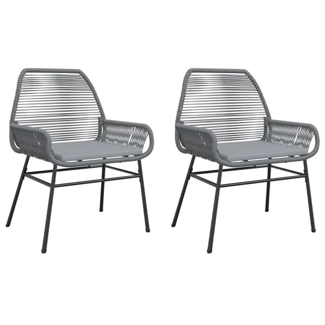 vidaXL Gartenstühle 2 Stk mit Kissen Grau Poly Rattan 369097