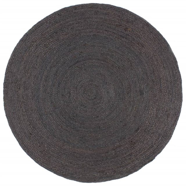vidaXL Teppich Handgefertigt Jute Rund 210 cm Dunkelgrau 343597