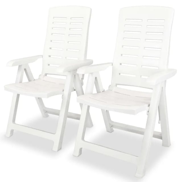 vidaXL Verstellbare Gartenstühle 2 Stk Kunststoff Weiß 43895