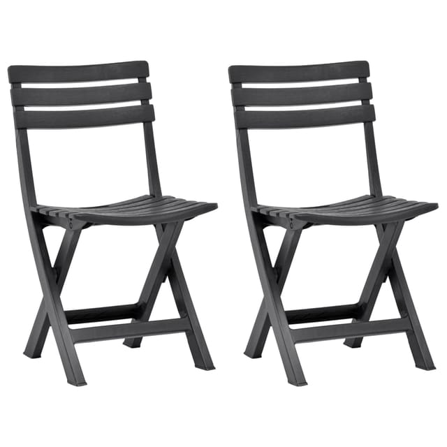 vidaXL Klappbare Gartenstühle 2 Stk Kunststoff Anthrazit 48787