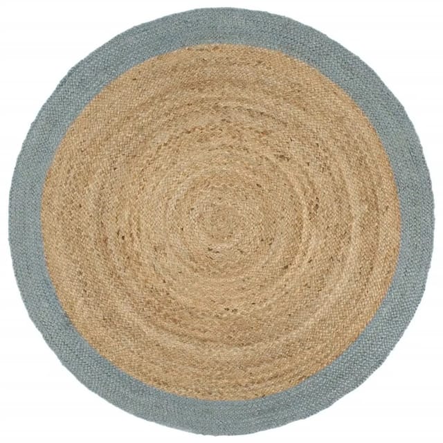 vidaXL Teppich Handgefertigt Jute mit Olivgrünem Rand 240 cm 343610