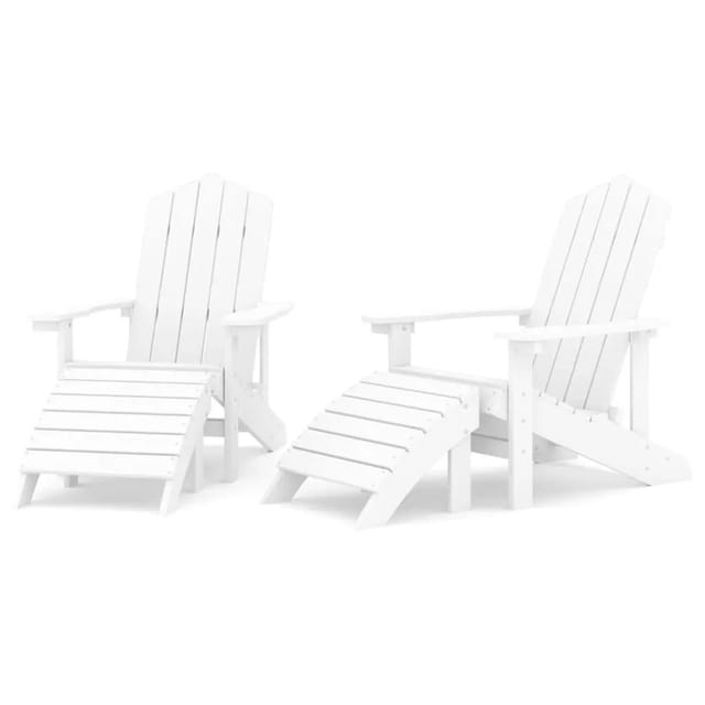 vidaXL Adirondack-Gartenstühle 2 Stk mit Hockern HDPE Weiß 3095696