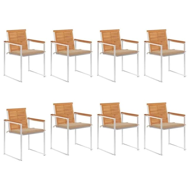 vidaXL Gartenstühle 8 Stk mit Kissen Massivholz Akazie 3078527