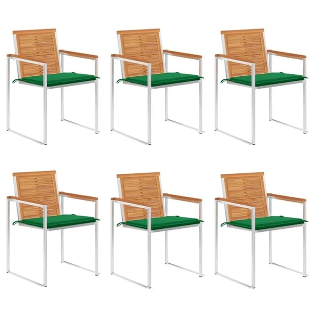 vidaXL Gartenstühle 6 Stk mit Kissen Massivholz Akazie 3078502