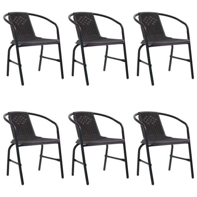 vidaXL Gartenstühle 6 Stk Rattan-Optik Kunststoff und Stahl 110 kg 3107704