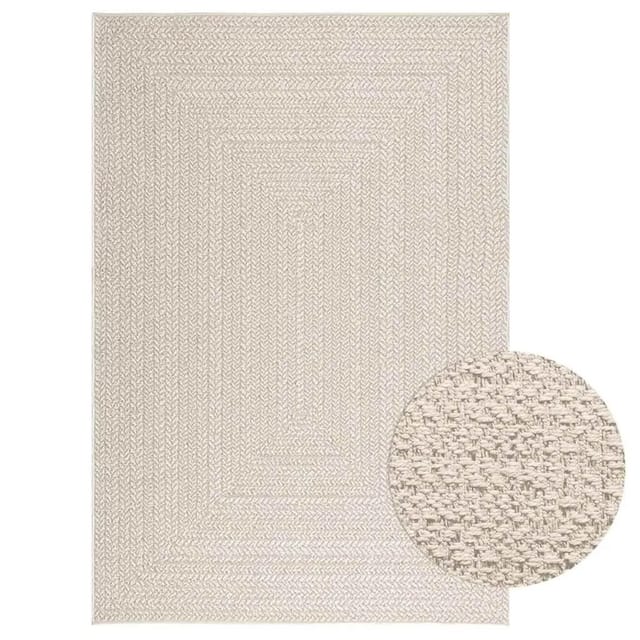 vidaXL Teppich ZIZUR Creme 140x200 cm Jute-Optik Indoor und Outdoor 4010365