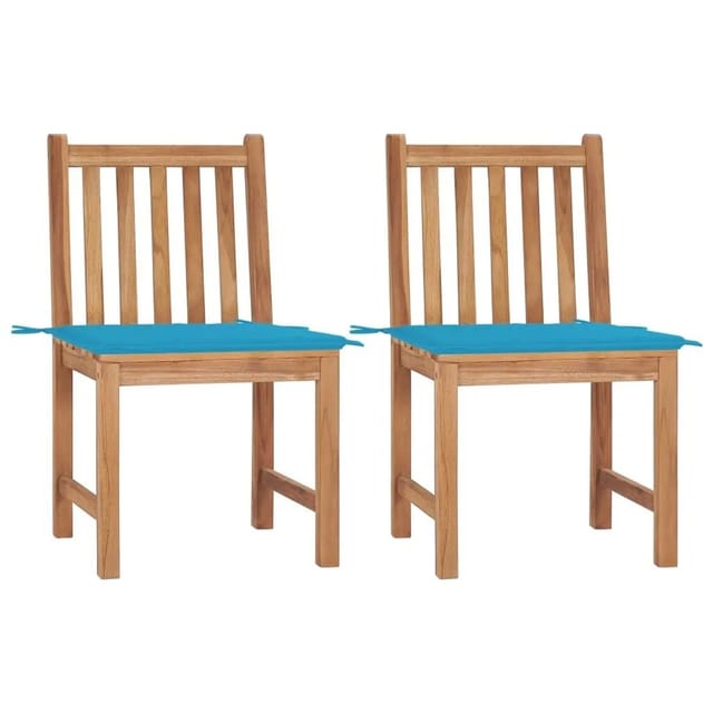 vidaXL Gartenstühle 2 Stk mit Kissen Massivholz Teak 3062920