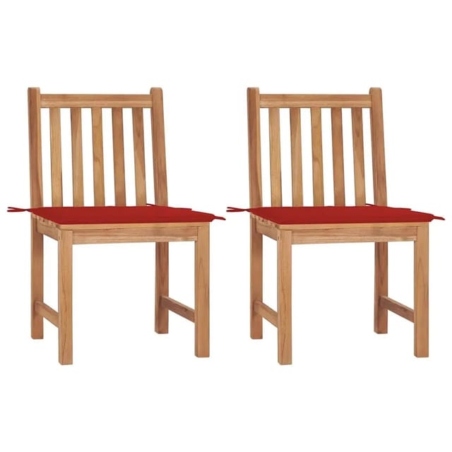 vidaXL Gartenstühle 2 Stk mit Kissen Massivholz Teak 3062922