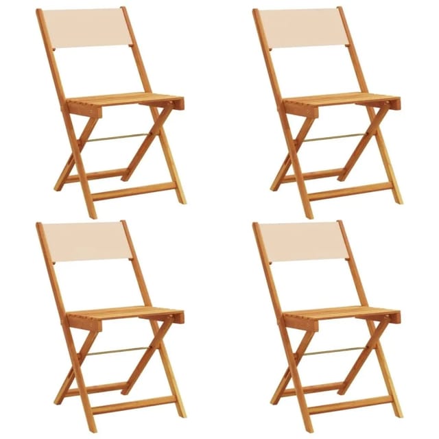 vidaXL Gartenstühle 4 Stk Klappbar Beige Stoff und Massivholz 3214619