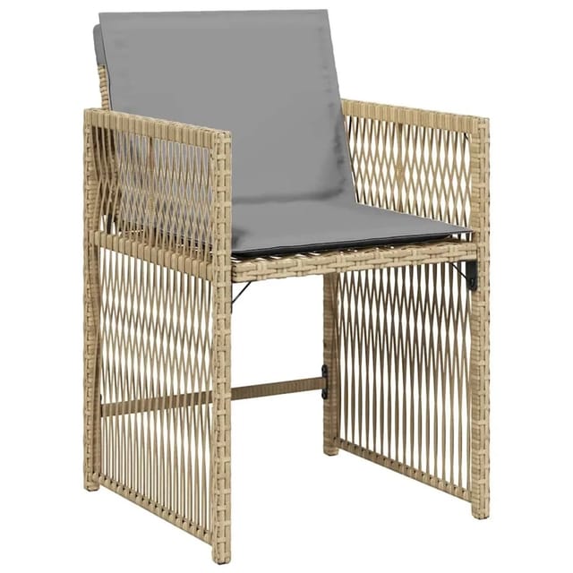 vidaXL Gartenstühle mit Kissen 4 Stk Beigemischung Poly Rattan 365040