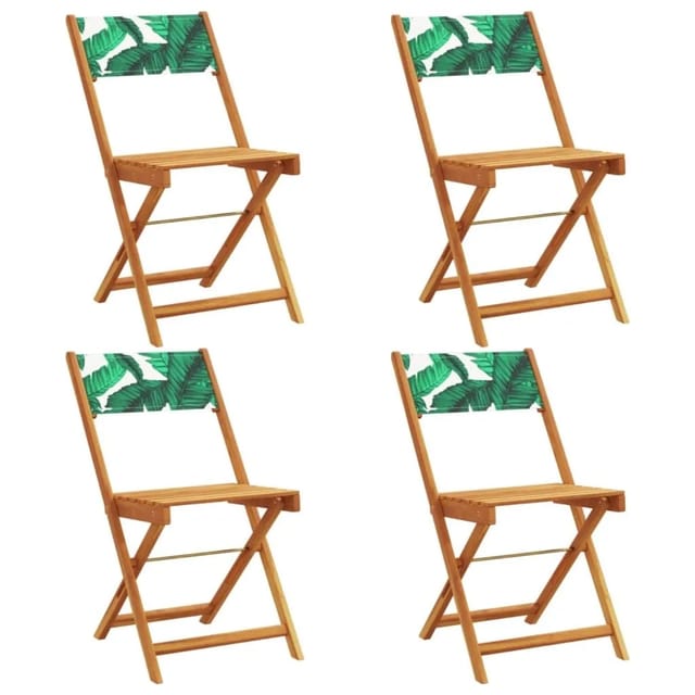 vidaXL Gartenstühle 4 Stk Klappbar Grün Stoff und Massivholz 3214622
