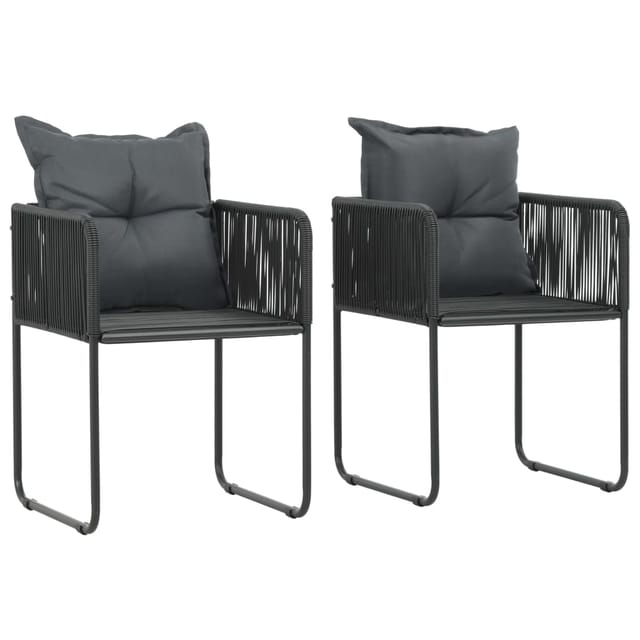 vidaXL Gartenstühle 2 Stk mit Polstern Poly Rattan Schwarz 44438