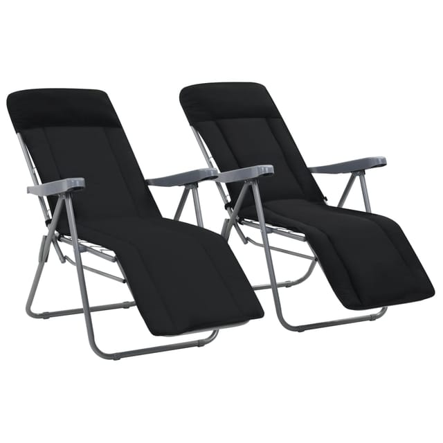vidaXL Klappbare Gartenstühle mit Polstern 2 Stk Schwarz 44319