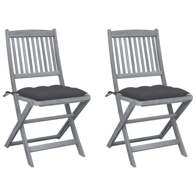 vidaXL Klappbare Gartenstühle 2 Stk mit Kissen Massivholz Akazie 3064551