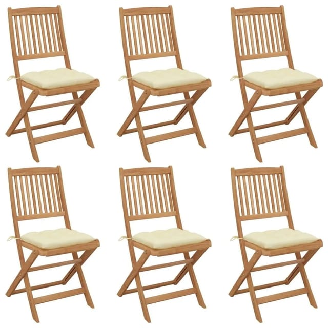 vidaXL Klappbare Gartenstühle 6 Stk mit Kissen Massivholz Akazie 3075011