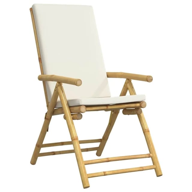 vidaXL Gartenstühle 4 Stk Verstellbar Klappbar mit Kissen Bambus 3208927