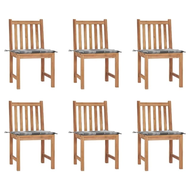 vidaXL Gartenstühle 6 Stk mit Kissen Massivholz Teak 3073129