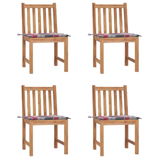 vidaXL Gartenstühle 4 Stk mit Kissen Massivholz Teak 3073101