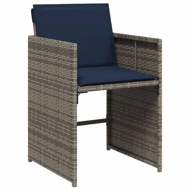 vidaXL Gartenstühle mit Kissen 4 Stk Grau Poly Rattan 4007462